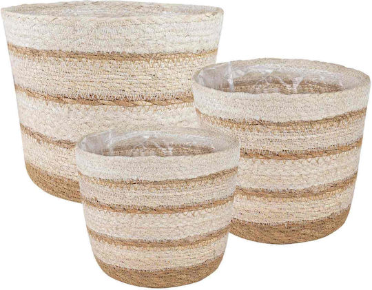 vidaXL Set of 3 White Flower Pots