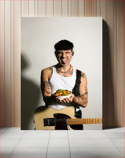 Painting Tattooed Musician A Bowl Food Musician Tattoo One Bowl Food 70x100