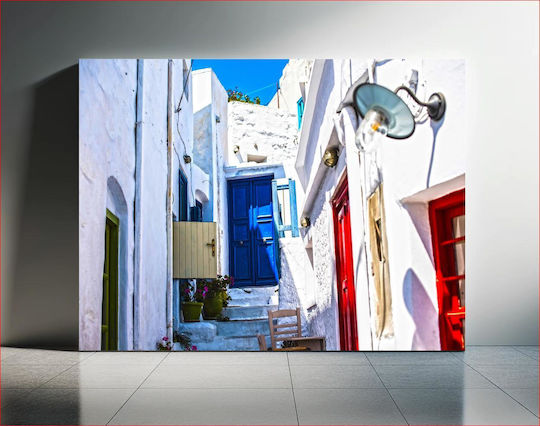 Painting Colorful Alley In Greece Multicolored Alley In Greece 100x70