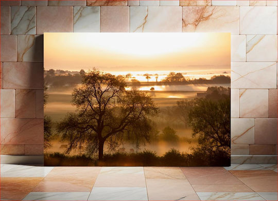 Painting Sunrise Over Misty Landscape 120x80