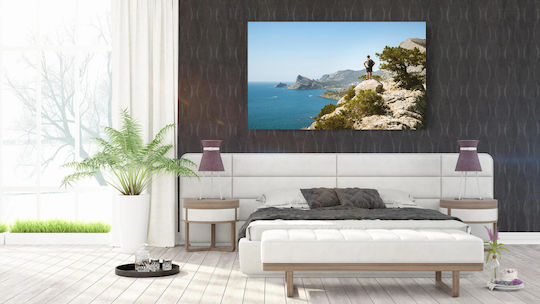 Πίνακας Hiker Overlooking Sea Rocky Mountains Πεζοπόρος Θέα Στη Θάλασσα Βραχώδη Όρη 170x115