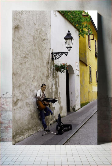 Πίνακας Street Musician In A Quaint Alley Μουσικός Του Δρόμου Ένα Γραφικό Σοκάκι 100x150