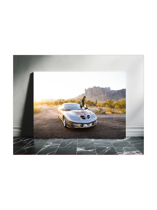 Painting Man Sports Car At Sunset In Desert 90x60