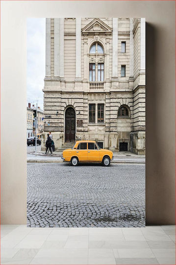 Painting Yellow Car By Historic Building Yellow Car Historic Building 50x80