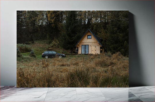 Панел Cabin In Woods Кола Кабина В Гората 90x60