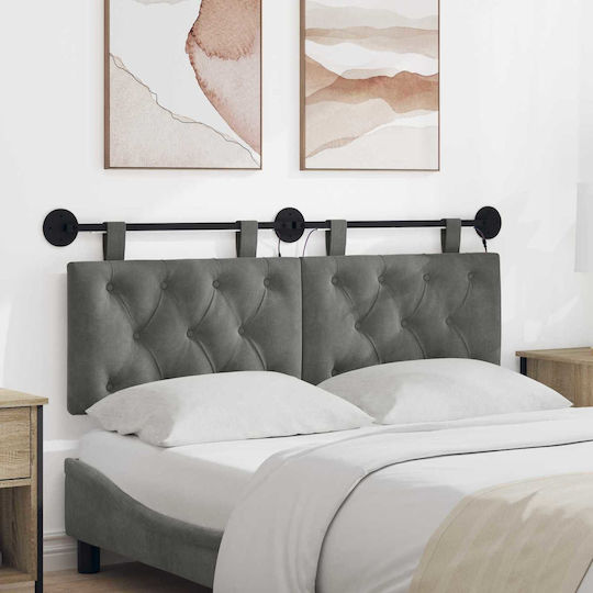 vidaXL Stoff-Kopfstütze für Betten Grau 150x55cm