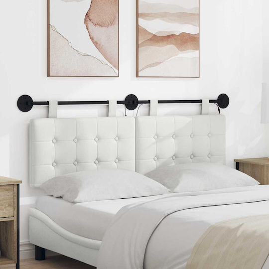 vidaXL Leather Bed Headboard Pillow White 150x55cm