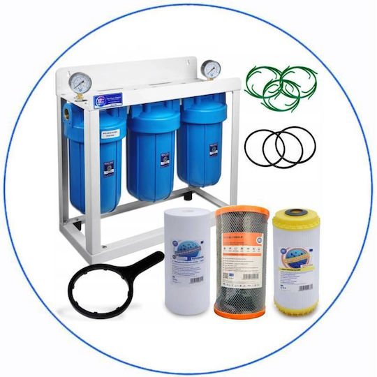 Aqua Filter Big Blue Water Filter System Triple Central Supply 1'' BBF324
