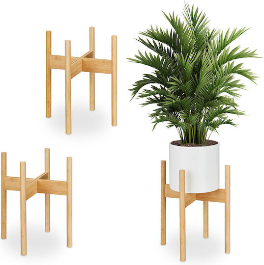 Relaxdays Σετ 3 Γλάστρες Bamboo Μπεζ