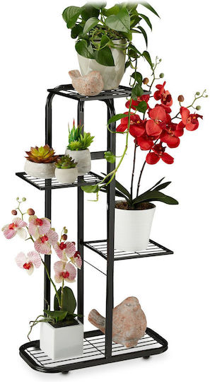 Relaxdays Suport Metalic Negru Pentru Plante 81x44x24,5 cm