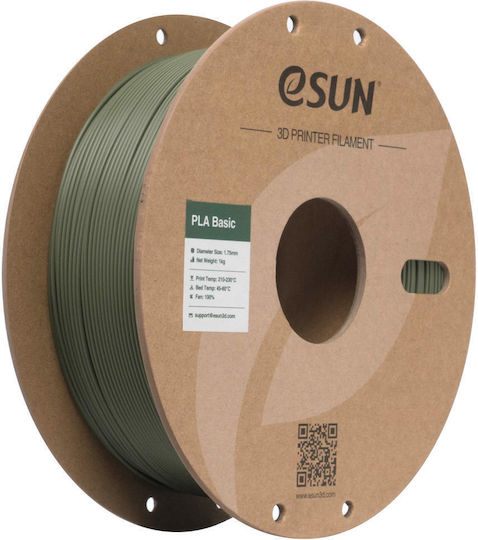 Esun PLA 3D Printer Filament 1.75mm 1.75mm 1kg Olive Green 1kg PLA-Basic175O-OG1P1