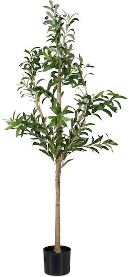 Relaxdays Artificial Olive Tree Dark Green Light Brown/black 150x65x65 Cm