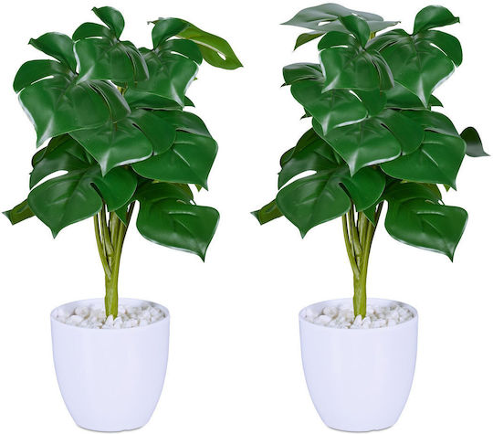 Комплект 2 Изкуствени Растения Monstera Relaxdays Зелени и Бели 33x20см Комплект 2 Изкуствени Растения Monstera Relaxdays Зелени и Бели 33x20см