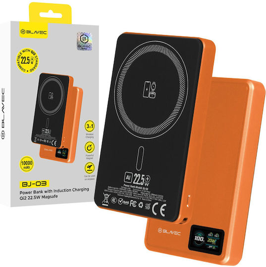 Blavec BJ-03 Тънка Външна Батерия MagSafe 10000mAh 22.5W Power Delivery Оранжева
