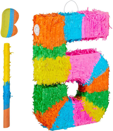 Piñata De Ziua De Naștere Cu Bețișor Mască Relaxdays Multicolor Număr 50.5x35.5x7.5 Cm