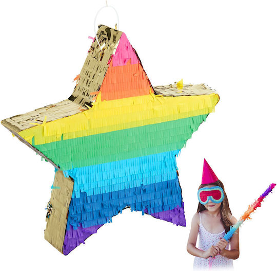 Relaxdays Pinata Stea Colorată Albastră Galbenă Aurie 49x9x45 Cm