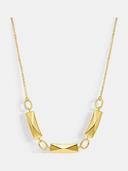 Vogue Geometric Necklace Made of Gold Plated Silver Black