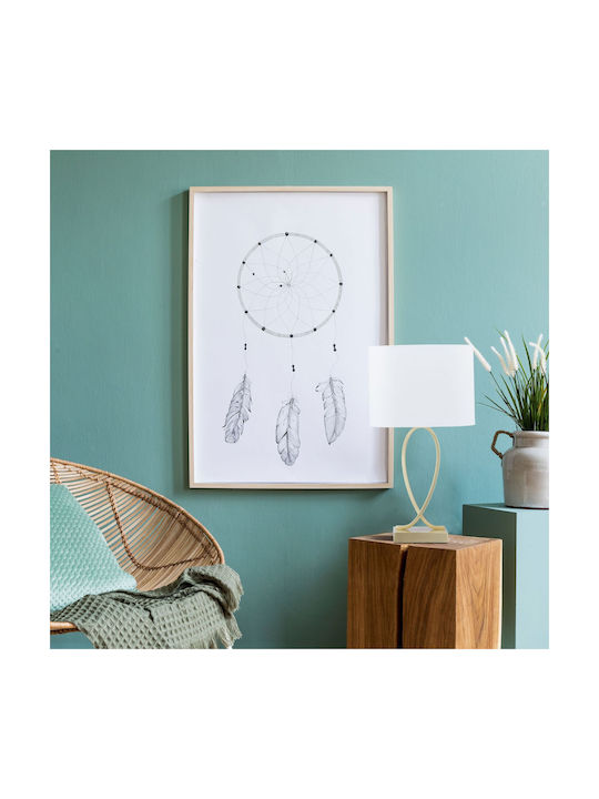 Relaxdays Lampă de Masă Textilă pentru Soclu E27 cu Abajur Alb și Bază