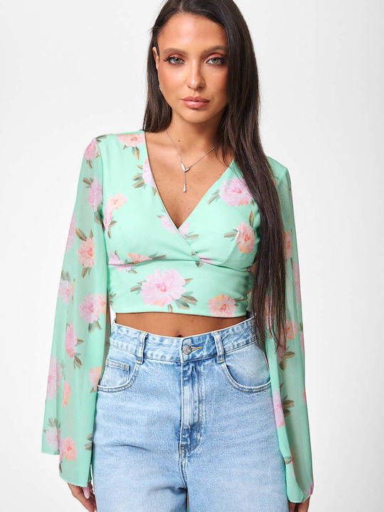 Decoro Γυναικείο Crop Top Floral Φυστικι