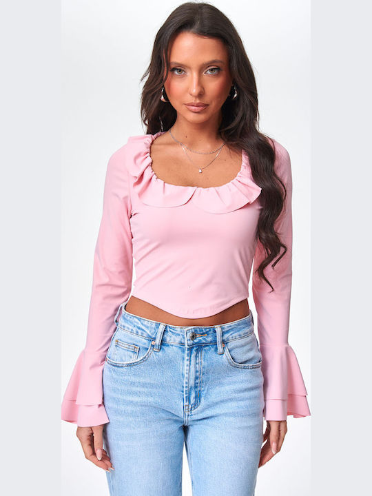 Decoro Γυναικείο Crop Top Ροζ