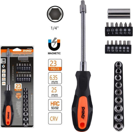 Shind Socket Screwdriver with 23 Interchangeable Bits