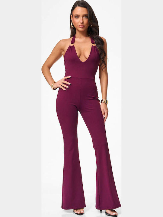 Women's Burgundy One-piece Jumpsuit