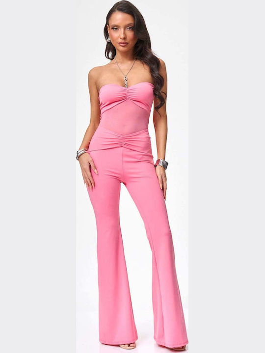 Women's Strapless Pink One-piece Jumpsuit