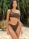 Swimsuit with Openings Brown Dark