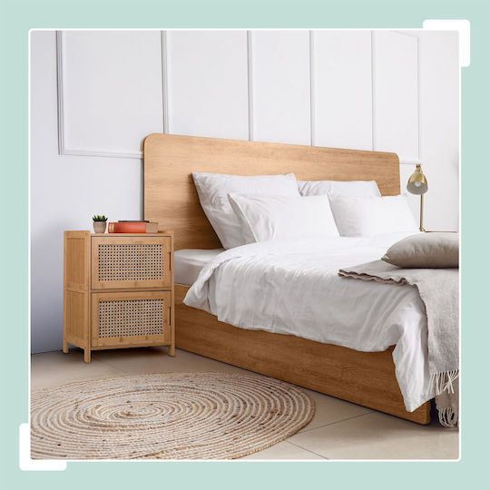 Relaxdays Nachttisch aus Bambus Beiges 56x42x30cm