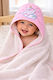 Stewehome Kids' Bath Towel Hooded Unicorn Embroidery 100% Cotton 100x100 Cm