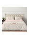 Cotton Club Set Huse Pentru Pilote 100% Bumbac 200x220cm Dublu Cu 2 Fețe De Pernă & 1 Cearșaf Ecru