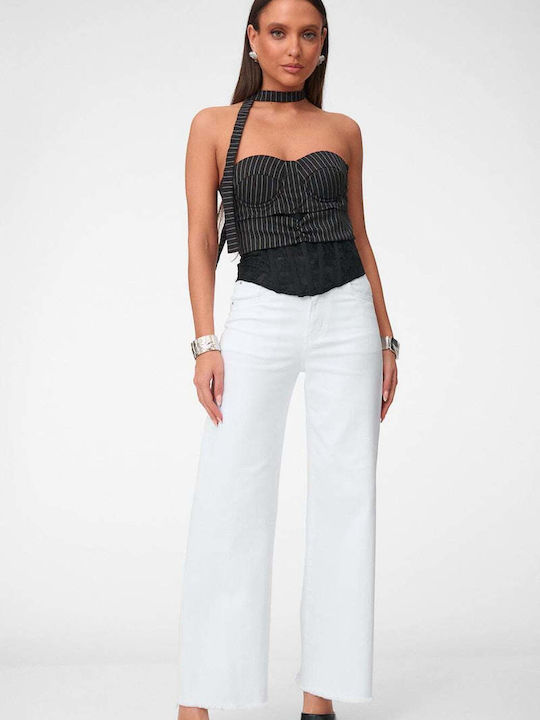 Women's Jean Pants in Wide Leg Style White