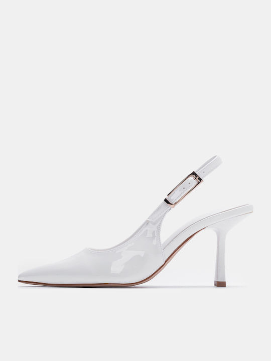 Patent Leather White Heels