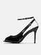 Peep Toe Γόβες με Λουράκι Μαύρες