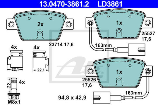 Set Plăcuțe de Frână Disc Frână Ate 13.0470-3861.2