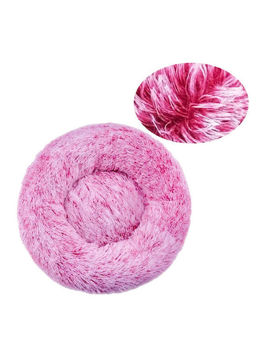 Denik Pets Γουνινο Antistress Fluffy Κρεβατι Στρογγυλο Σκυλου-γατας 60cm Άσπρο Ροζ