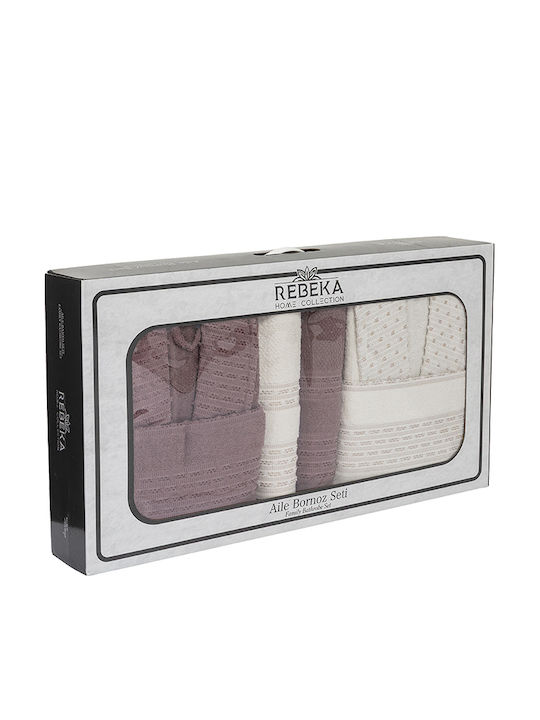 Rebeka Home Халат в Бежов Цвят Комплект Кърпи 450гр/м²