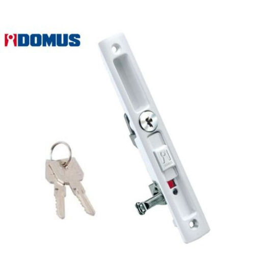 Sliding Aluminum Door Lock Domus Kliklon Cylinder & Security Key White