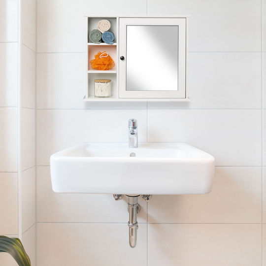 Relaxdays Badezimmerspiegel mit Schrank 48x60cm Weiß