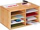 Relaxdays Document Organizer Office 25 X 49 X 31 Cm Bamboo Mdf 8 Compartments Brown
