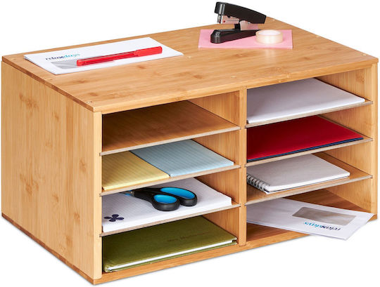 Relaxdays Document Organizer Office 25 X 49 X 31 Cm Bamboo Mdf 8 Compartments Brown