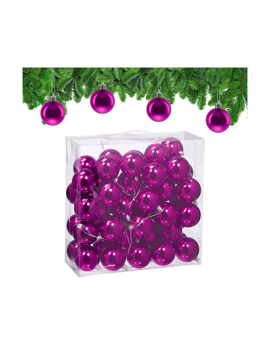 Set 50 Christmas Baubles Relaxdays Pink Silver ...