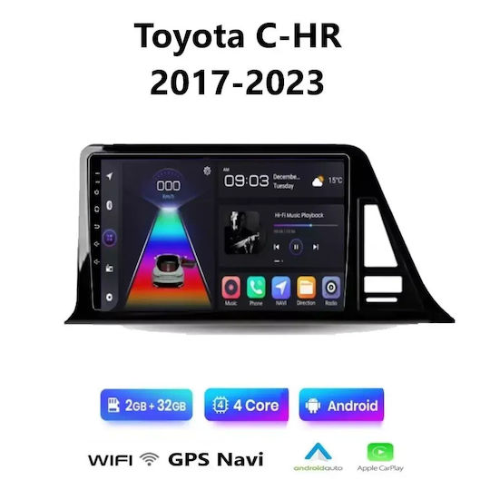 Ηχοσύστημα Αυτοκινήτου για Toyota C-HR 2017-2023 (Bluetooth/USB/WiFi/GPS/Apple-Carplay/Android-Auto) με Οθόνη Αφής 9"