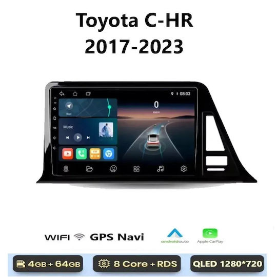 Car Audio System for Toyota C-HR 2017-2023 Bluetooth USB WiFi GPS Apple CarPlay Android Auto with 9" Touch Screen