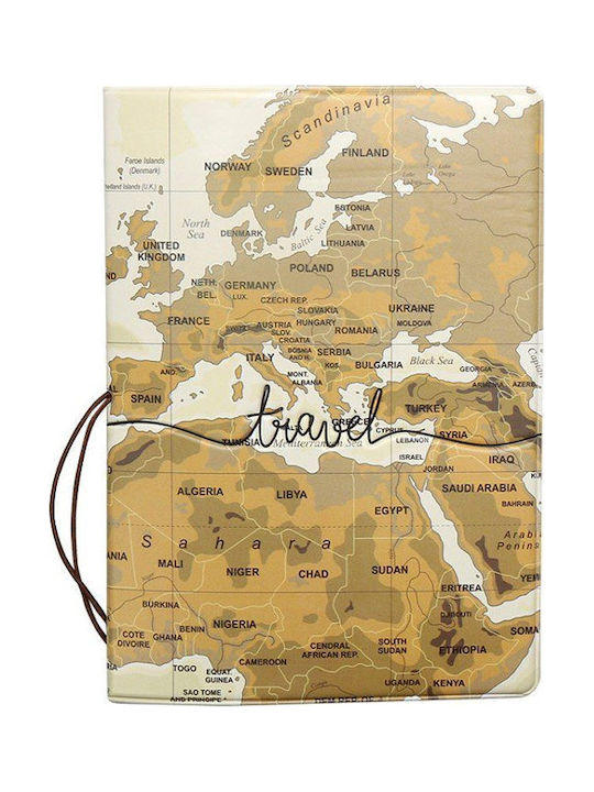 Travel World Map Θήκη Καρτών Διαβατηρίου-beige Οεμ
