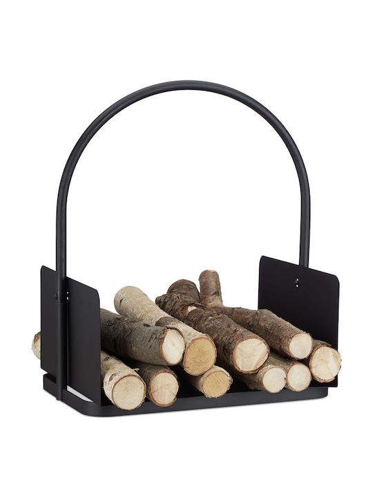 Relaxdays Coș Metalic De Depozitare Lemne 46.5x30x40.5cm Negru