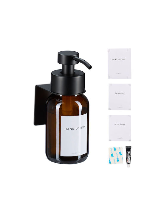Relaxdays Dispenser Montat Pe Perete Din Sticlă Maro 250ml