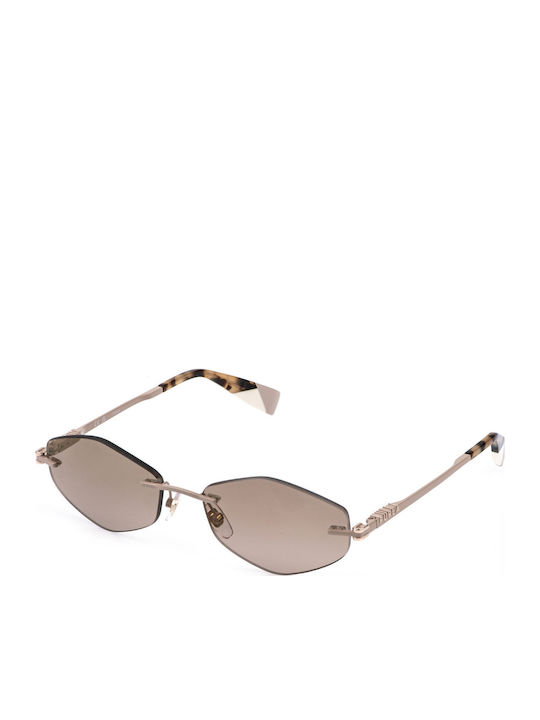 Furla Unisex Sonnenbrillen mit Goldfarbenem Rahmen und Braunen Gläsern SFUB28 8F9G