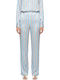 Pants Women Twenty-29 Γυναικείο Ψηλόμεσο Σατέν Παντελόνι με Λάστιχο σε Ίσια Γραμμή Ριγέ Καφε- Μπεζ- Σιελ