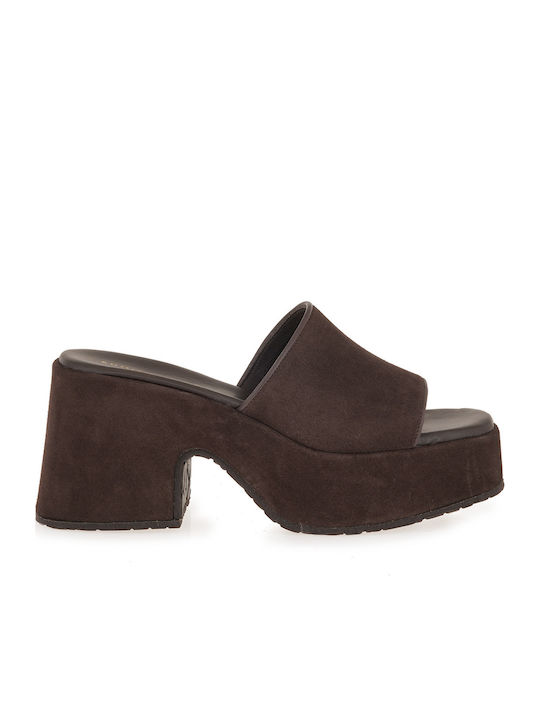 Komis & Komis Leather Mules With Heel In Brown ...